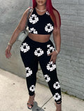 Flower Printed Cropped Tanks Pants Sets