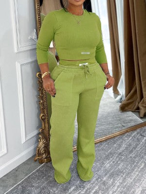 Plain Bodycon Sweatshirt Pant Sets