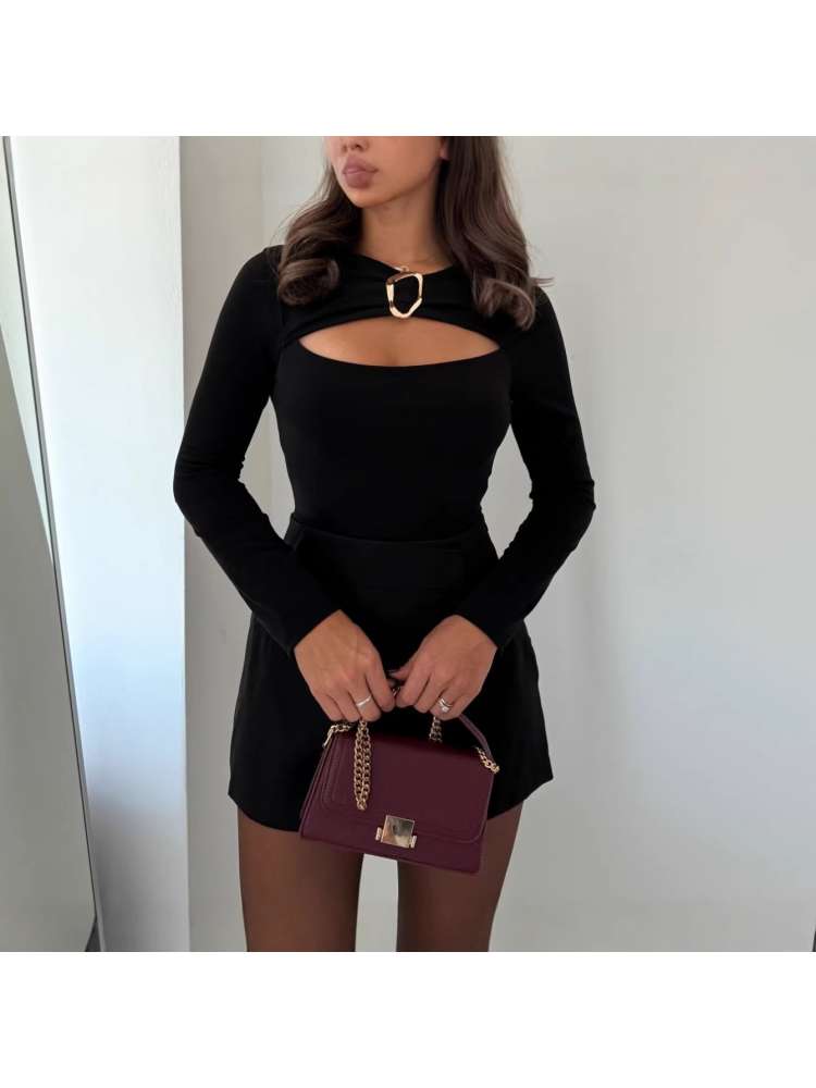 Hollow-out Patchwork Easy Bodysuits