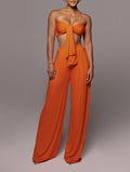 Bandage Tube Wide Leg Pant Sets
