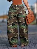 Camo Faux Two-Piece Wide Leg Pants