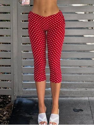 Polka Dots Printed Bodycon Capri Pants