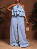 Flower Decor Sleevelless Ruffle Jumpsuits