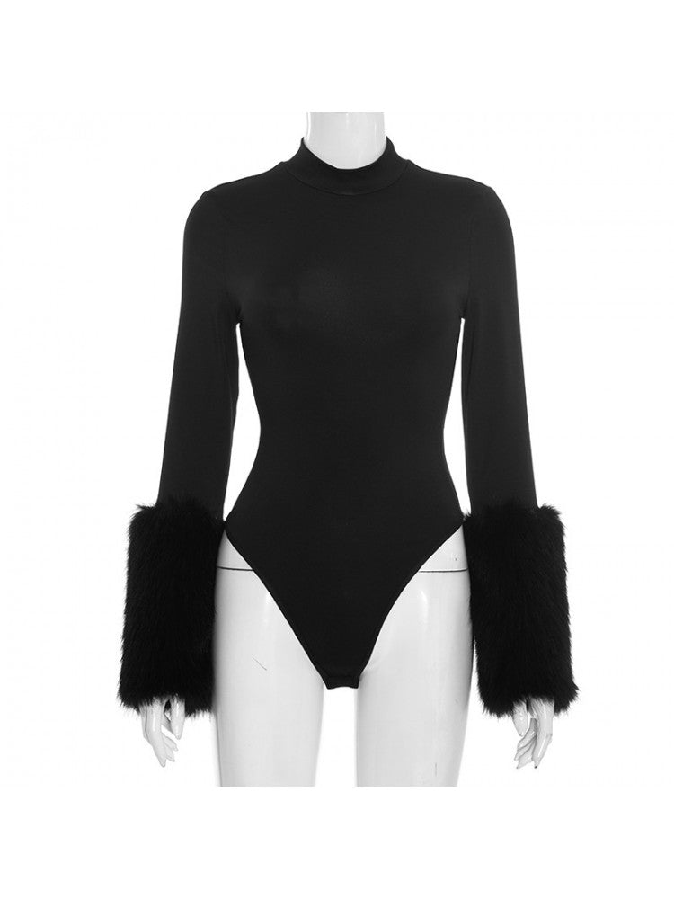 Fluff Mock Neck Long sleeve Bodysuits