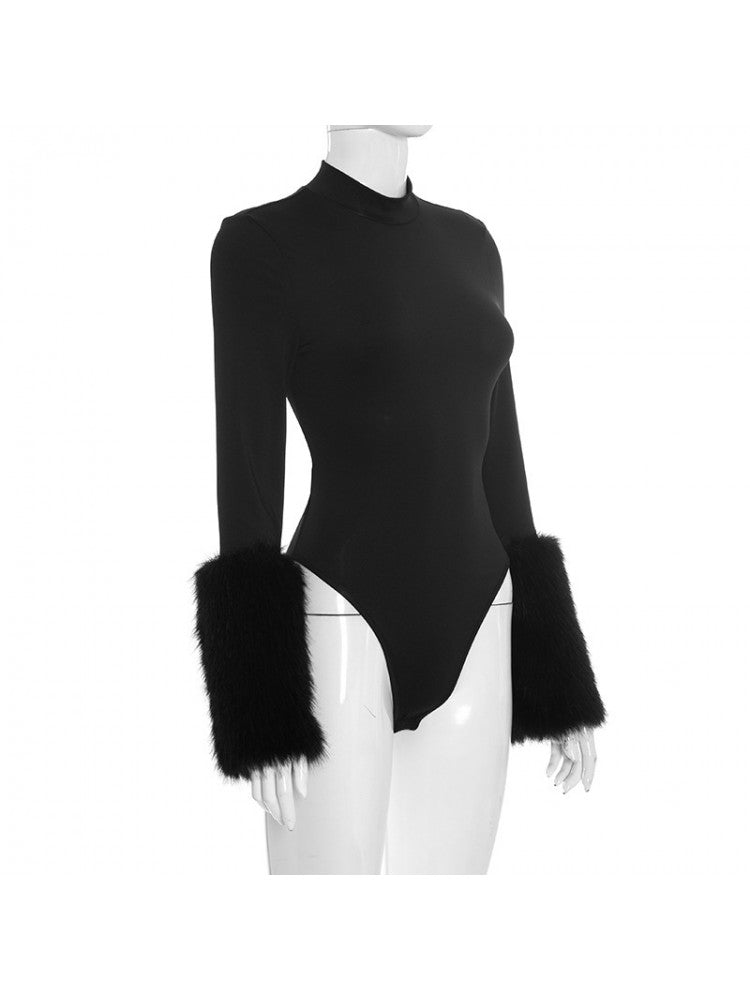 Fluff Mock Neck Long sleeve Bodysuits
