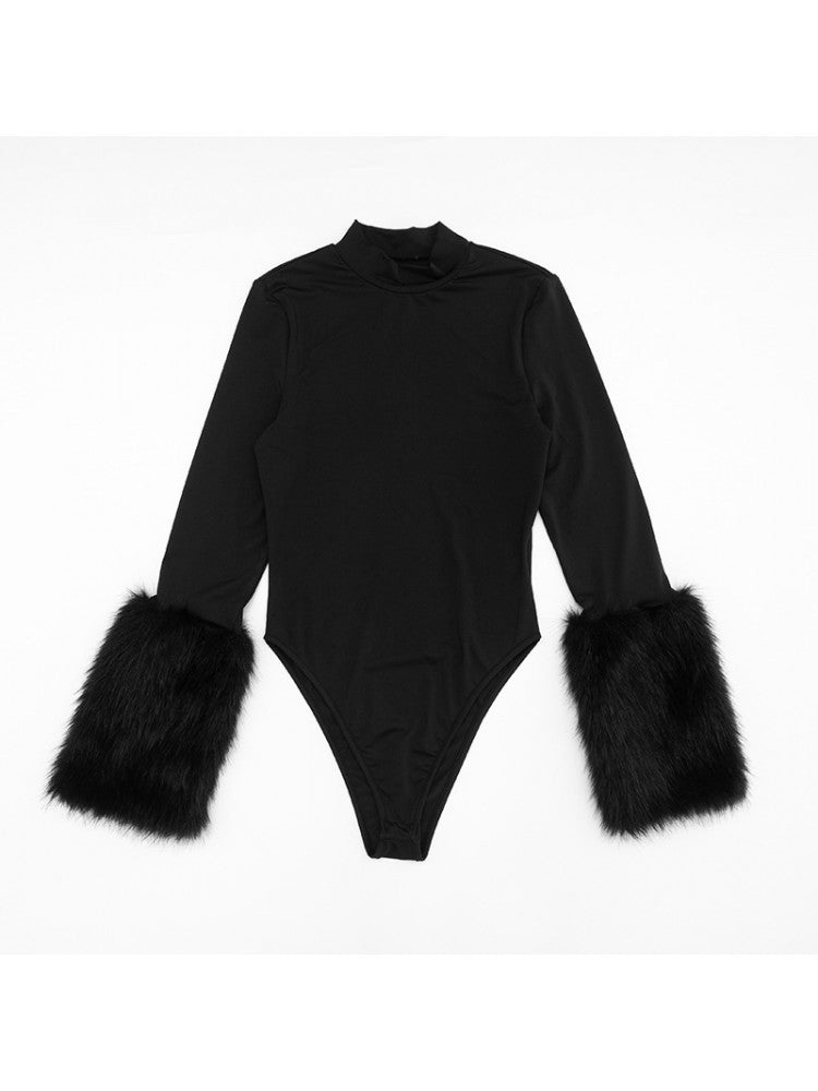 Fluff Mock Neck Long sleeve Bodysuits