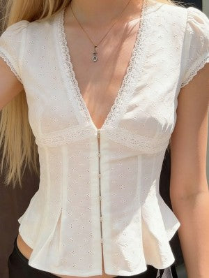 V Neck Short Sleeve Fitted T-shirts
