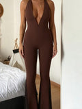 Halter Knitting Backless Jumpsuits