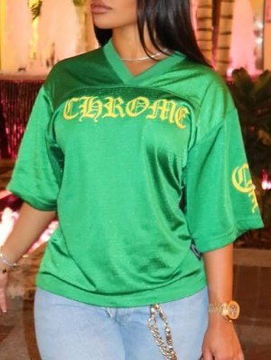 Letter Printed Mesh V Neck Jerseys
